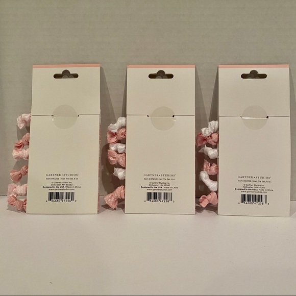 Lot of 3 Packs of Hair Ties Pink/White - 18pcs - Picture 2 of 9